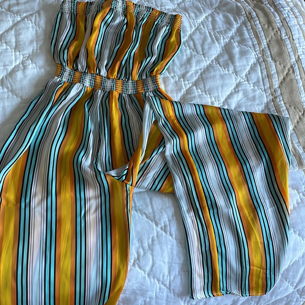 Forever 21 striped jumpsuit